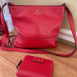 Kate Spade Red Crossbody Bag With Matching Wallet